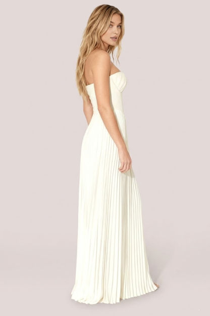 Women’s Strapless Pleated Wedding Guest Maxi Dress