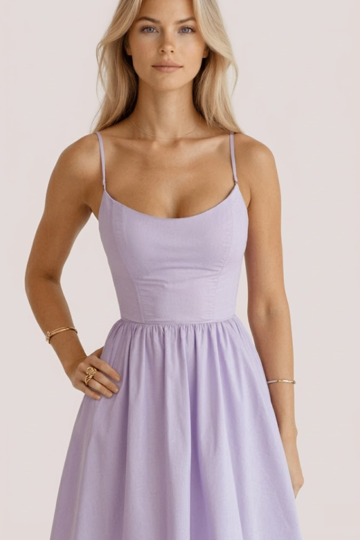 Women A-Line Wedding Guest Midi Dress