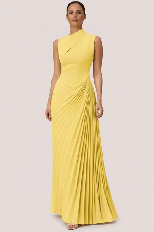 Women’s One Shoulder Pleated Formal Occasion Maxi Dress