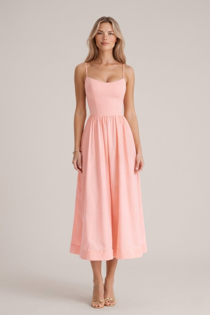 Women A-Line Wedding Guest Midi Dress