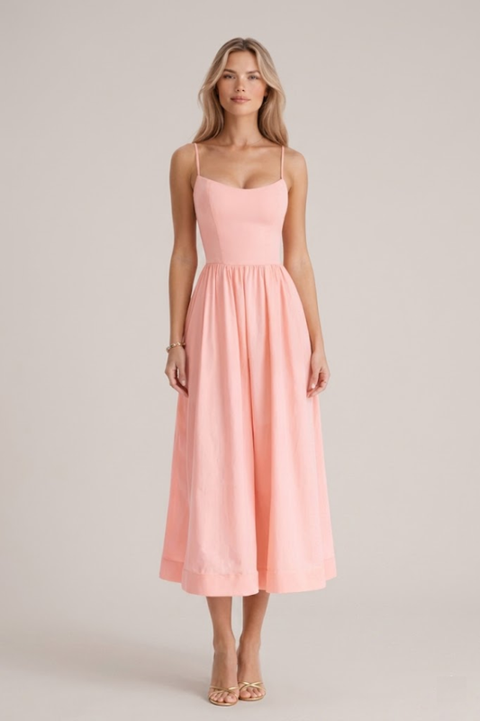 Women A-Line Wedding Guest Midi Dress
