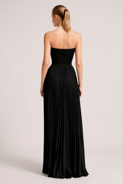 Women’s Strapless Pleated Wedding Guest Maxi Dress