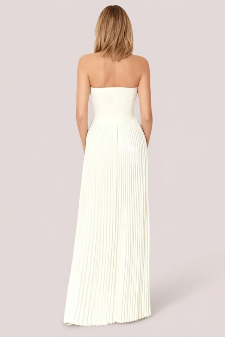 Women’s Strapless Pleated Wedding Guest Maxi Dress