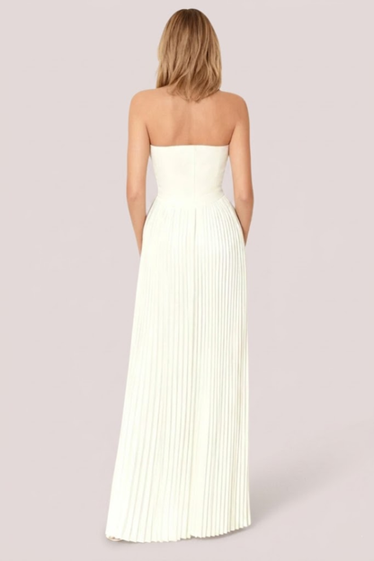 Women’s Strapless Pleated Wedding Guest Maxi Dress