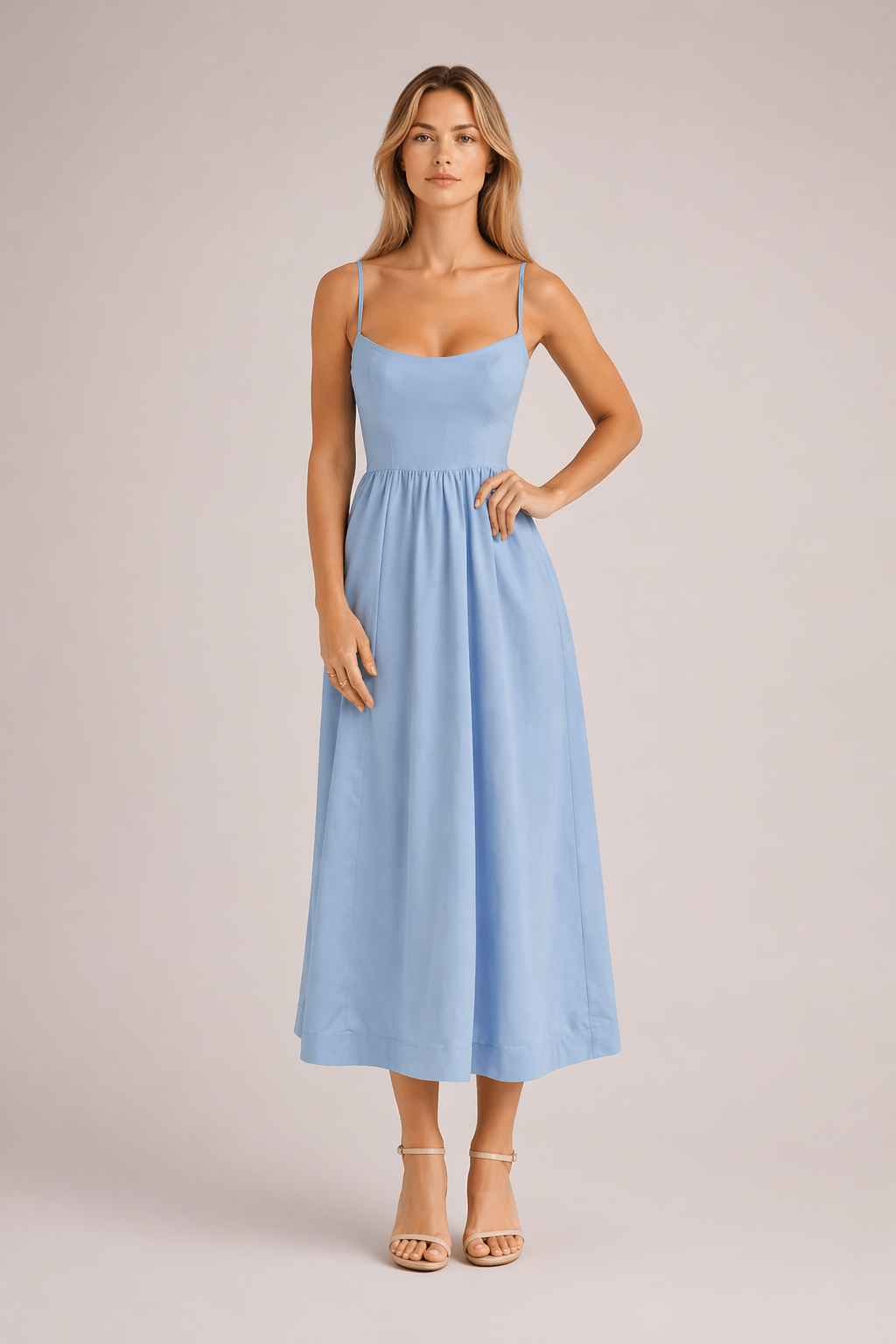 Women A-Line Wedding Guest Midi Dress